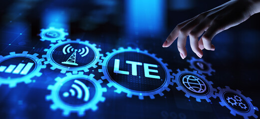 Wall Mural - LTE band, mobile internet and telecommunication technology concept on virtual screen.