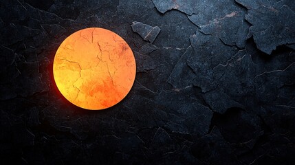 Wall Mural -   A macro of an illuminated bulb atop a dark background with a jagged texture surrounding it