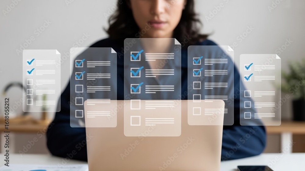 Efficient Digital Checklists Management: A person interacting with a ...