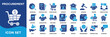 © BAMBANG G - Procurement icon collection set. Containing sourcing,contracting,purchasing,vendor,supplier,bidding,tender,negotiation,invoice,order icon. dual tone vector.