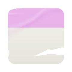 Wall Mural - vector square sticker with pink and white color blocks, soft creases, torn corner. minimal collage w