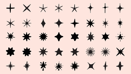 Wall Mural - collection of star and sparkle icons. various star designs, sparkle shapes, and twinkling symbols. p