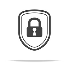 Wall Mural - shield with lock outline icon transparent vector isolated