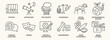 © Jolly J - Modern school subjects doodle icon set. Cute hand drawn sketch illustrations of physics, astronomy, economics, media, engineering, philosophy. Black and white cartoon art for educational topics.