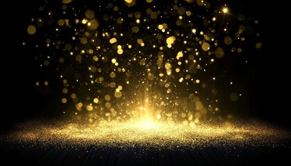 Wall Mural - elegant golden stage lighting effect with vertical burst and sparkle for glamour and luxury design