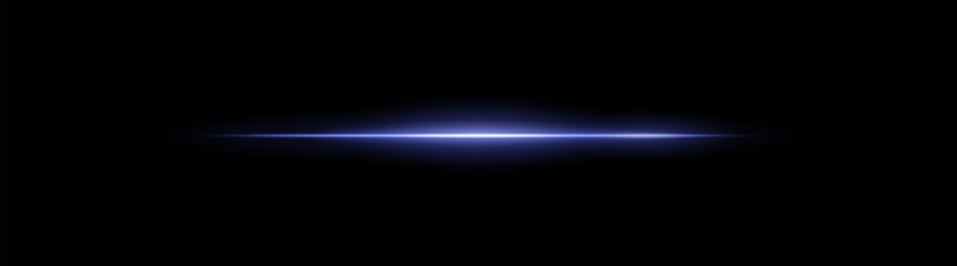 Wall Mural - narrow beam. thin glowing horizontal stripe with smooth fade on black background. suitable for digit