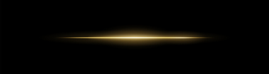 Wall Mural - narrow beam. thin glowing horizontal stripe with smooth fade on black background. suitable for digit