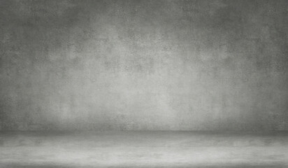 Wall Mural - Empty Dark Grey Concrete wall room Studio Background and rough Floor perspective well editing montage displays Product Stage