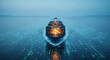 © Abeto_21 - Cargo Ship with Digital Network Overlay in Open Ocean