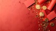 © Everything by Rachan - Vibrant Red and Gold Chinese New Year Background with Envelopes and Confetti