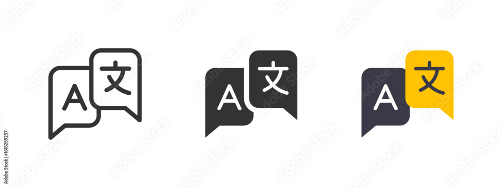 Translation icon. Speech bubble with letters A and Asian character ...