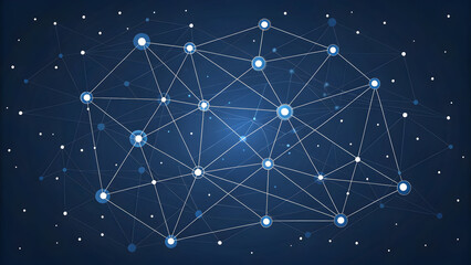 Wall Mural - abstract network of connected nodes and lines on a dark blue background connection technology new la