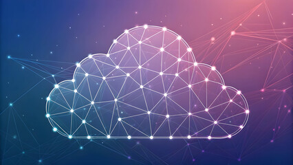 Wall Mural - abstract geometric cloud shape with network connections and gradient background technology new lates