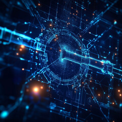 Glowing key on circuit board digital glowing background generated.AI