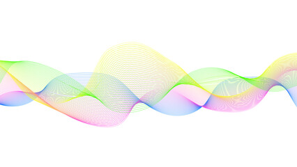 Wall Mural - Wavy pink and yellow translucent ribbon. Abstract flowing lines in bright colors.