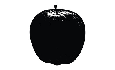 Wall Mural - black and white apple silhouette illustration on white background. vector retro hand drawn illustrat