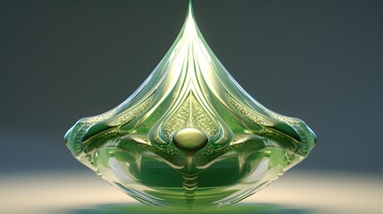 Green glass art deco sculpture design abstract luxury decorative object
