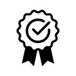 © Evolvect - Verified badge icon. Approved or certified badge medal symbol. Approval check sign. Containing quality, brand, stamp, inspector checking, award, reward, winner, prize. Vector illustration