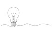© Main - Continuous one line drawing of electric light bulb, Lightbulb in simple linear style. Idea, brainstorm concept. Drawing of an electric light bulb with continuous line,