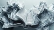 © howard - Torn novel pages in wind tunnel flow with typography streamlines and literary fluid dynamics