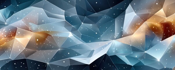 Wall Mural - abstract geometric background with glowing shapes and floating particles