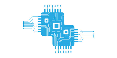 Wall Mural - abstract white blue digital technology futuristic circuit board background design. technology dots l
