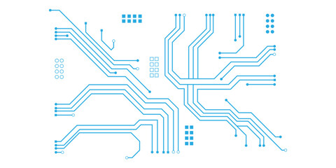 Wall Mural - abstract white blue digital technology futuristic circuit board background design. technology dots l