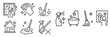 © PAPA STOCK - Cleaning symbols and icons demonstrating home cleaning tasks and products for household chores and maintenance
