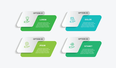 Wall Mural - business infographic template vector element. 4 step modern banner with paper style and icons suitab