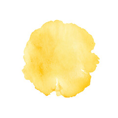 Wall Mural - Watercolor stain splash in vibrant gold, soft textures, floating isolated element on clear field,