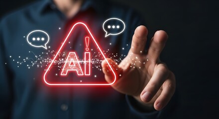 ai artificial intelligence danger warning sign concept for ethical ai and ai safety concerns