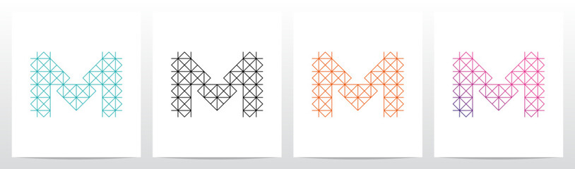 Diagonal Square Triangle Lines Letter Initial Logo Design M