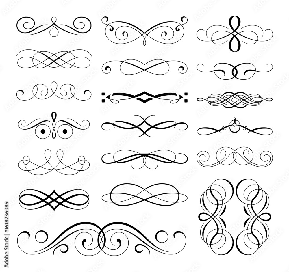 Elegant decorative ornaments and flourishes for design ornate swirl Stock  Vector | Adobe Stock, image size:1000x942