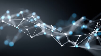 Wall Mural - visual data story concept, abstract digital network pattern with glowing nodes on a dark background.
