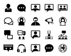 Comprehensive collection of communication and messaging interface symbols for digital platforms and applications