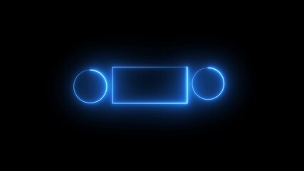 Green and Purple Neon End Screen Frame Isolated On Black Background. Seamless Loop. Square rectangle picture frame icon animation neon glowing red and white color round shape display  4k motion video.