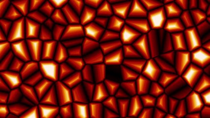 Wall Mural - Abstract glowing polygon pattern with fiery red and orange gradient, seamless animated loop