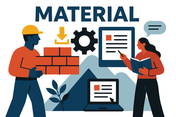 Construction planning and communication in flat style design