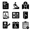 © Влада Яковенко - Accessible Event Icons. Solid, filled icons set of accessible event planning tools: venue checklist, ramp icon