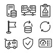 © Coosh448 - Incident Recovery Icons. Outline icon set of incident recovery and resilience: backup server, failover switch, disaster recovery