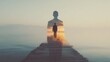 © Johannes - Back view of businessman on pier and walking male silhouette on sea background. Success concept. Double exposure, no logos, no brands
