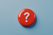 © A2Z AI  - Question Mark Button: Bright red button with a prominent white question mark against a light blue backdrop, perfect for icons and representing uncertainty.