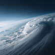 © SolaruS - Dramatic aerial view of a massive swirling storm system over Earth. Powerful and ominous, conveying climate change, natural disaster or weather concepts. Use for impact