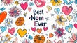 © IdaYuniati - Floral Hearts with Best Mom Ever Graphic Background for Mother's Day