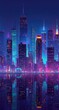 © Hasni - Neon Cityscape Night Reflection, Urban Wallpaper