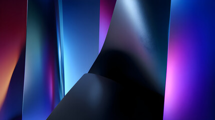 Wall Mural - A vibrant abstract background featuring dynamic curved and straight lines with glowing blue and purple gradients, creating a modern and futuristic design.