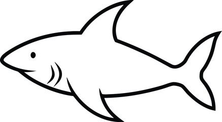 shark icon outline vector illustration on transparent background