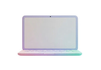 Illustration of a modern laptop with a pastelcolored frame isolated on transparent background