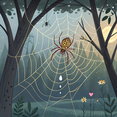 spider web in the morning