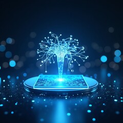 Digital network tree concept futuristic technology visualization